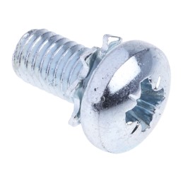 1 Bag of 100 - RS PRO M5 x 10 mmmm Zinc Plated Steel Pan Head Sems Screw, External Tooth Washer