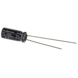 3000 pcs - Rubycon 100μF Aluminium Electrolytic Capacitor 25V dc, Radial, Through Hole - 25PK100MEFC5X11