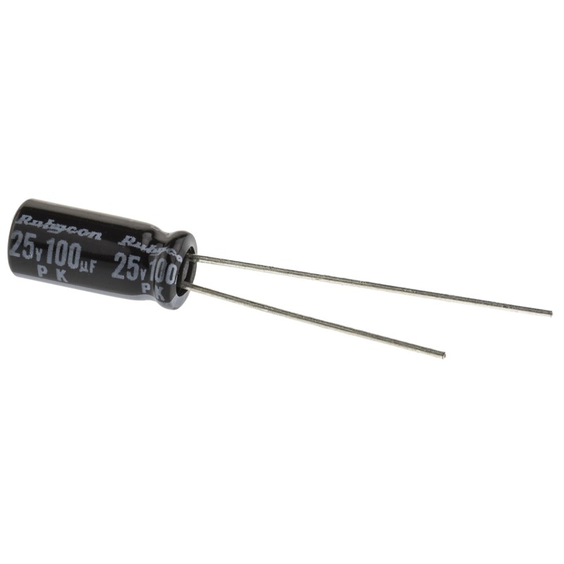 3000 pcs - Rubycon 100μF Aluminium Electrolytic Capacitor 25V dc, Radial, Through Hole - 25PK100MEFC5X11
