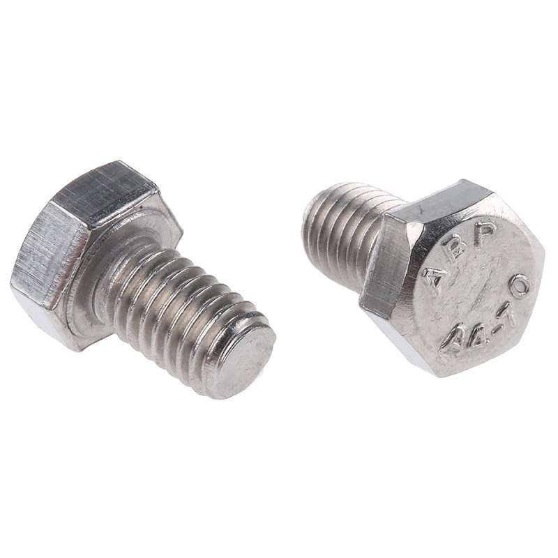 1 Bag of 100 - Plain Stainless Steel Hex, Hex Bolt, M5 x 8mm