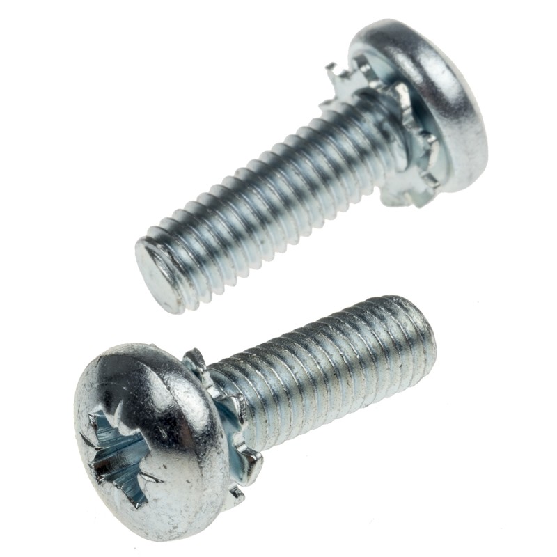 1 Bag of 100 - RS PRO M5 x 16 mmmm Zinc Plated Steel Pan Head Sems Screw, External Tooth Washer