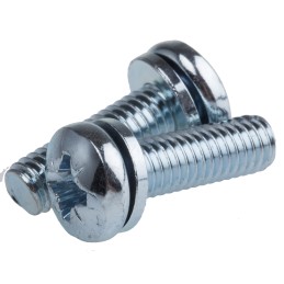 1 Bag of 100 - RS PRO M6 x 20 mmmm Zinc Plated Steel Pan Head Sems Screw, Plain Washer