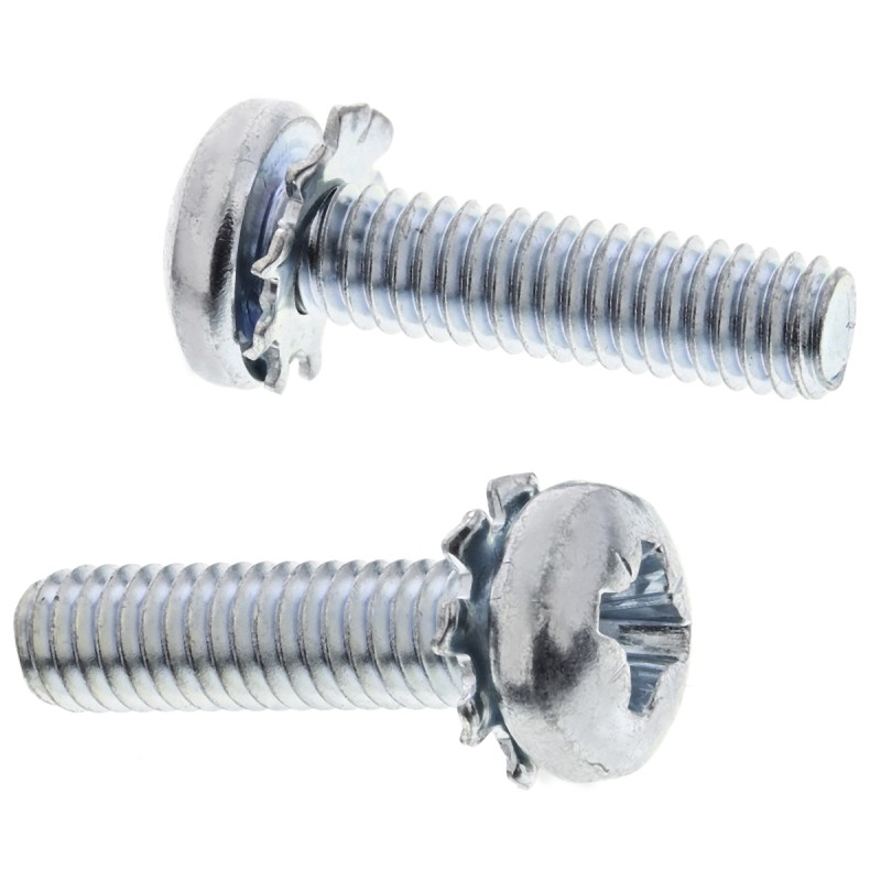 1 Bag of 100 - RS PRO M4 x 16 mmmm Zinc Plated Steel Pan Head Sems Screw, External Tooth Washer