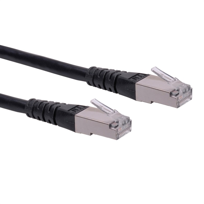 1 pcs - Roline Cat6 Straight Male RJ45 to Straight Male RJ45 Ethernet Cable, S/FTP, Black PVC Sheath, 300mm