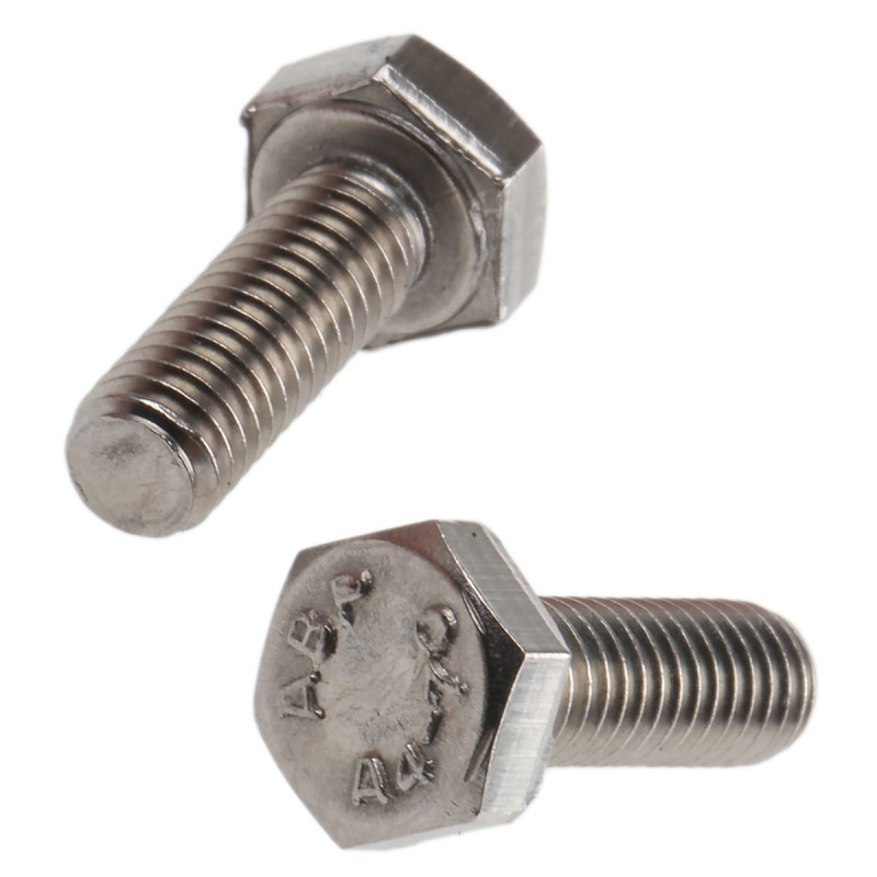 1 Bag of 100 - Plain Stainless Steel Hex, Hex Bolt, M4 x 12mm