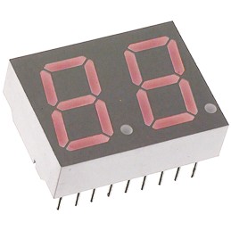 5 pcs - HDSP-523E Broadcom 2 Digit 7-Segment LED Display, CC Red 7.69 mcd RH DP 14.2mm