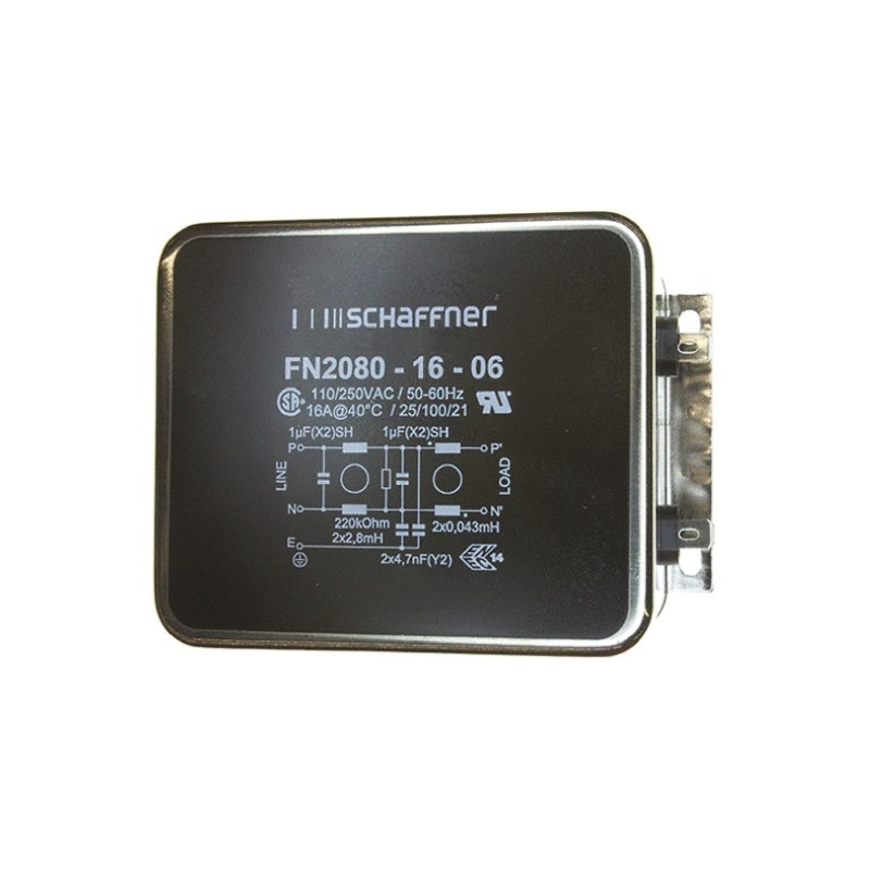 10 pcs - Schaffner, FN2080 16A 250 V ac/dc 400Hz, Chassis Mount EMI Filter, Fast-On