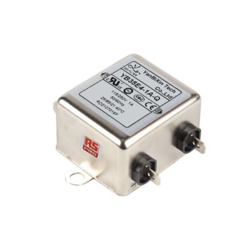 108 pcs - RS PRO 1A 115/250 V ac 50/60Hz, Chassis Mount Power Line Filter, Fast-On, Single Phase