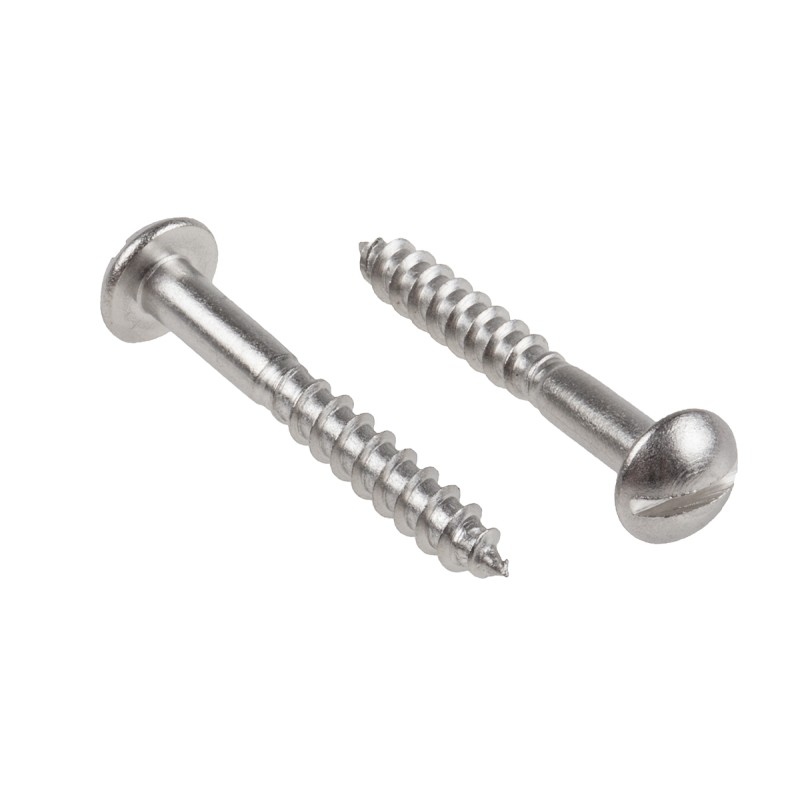 1 Bag of 100 - RS PRO Slot Round Stainless Steel Wood Screw, A2 304, 4mm Thread, 30mm Length