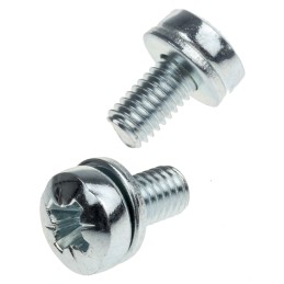 1 Bag of 100 - RS PRO M6 x 12 mmmm Zinc Plated Steel Pan Head Sems Screw, Plain Washer