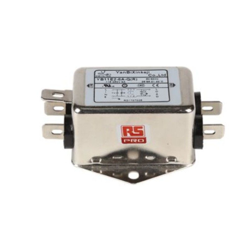 144 pcs - RS PRO 6A 115/250 V ac 50/60Hz, Chassis Mount Power Line Filter, Fast-On, Single Phase