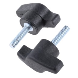 1 Pack of 10 - RS PRO Black Wing Clamping Knob, M5, Threaded Stud