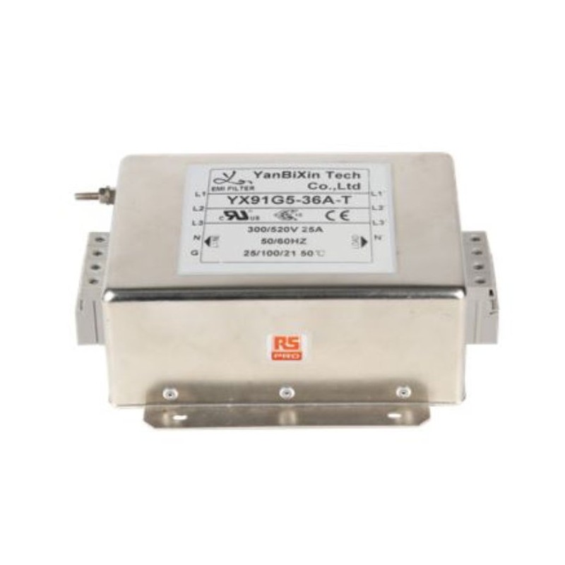 15 pcs - RS PRO 36A 300/520 V ac 50/60Hz, Chassis Mount Power Line Filter, Terminal Block 3 Phase