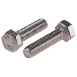 1 Bag of 100 - Plain Stainless Steel Hex, Hex Bolt, M5 x 20mm