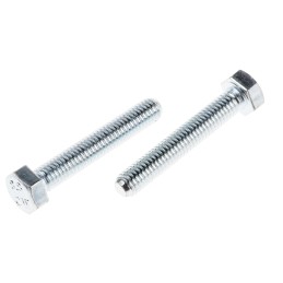 1 Bag of 100 - Zinc plated & clear Passivated Steel Hex, Hex Bolt, M5 x 30mm