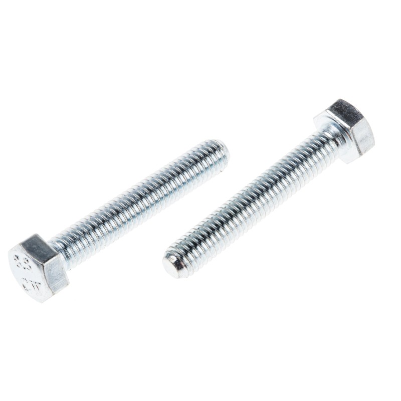 1 Bag of 100 - Zinc plated & clear Passivated Steel Hex, Hex Bolt, M5 x 30mm