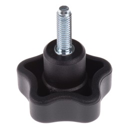 1 Pack of 5 - Elesa 69901 Black Multiple Lobes Clamping Knob, M6, Threaded Stud