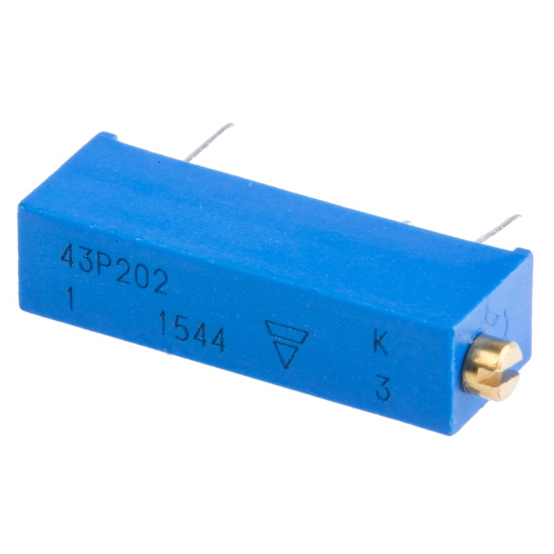 1 pcs - Vishay 43P Series 20-Turn Through Hole Trimmer Resistor with Pin Terminations, 2kΩ ±10% 1/2W ±100ppm/°C Side Adjust