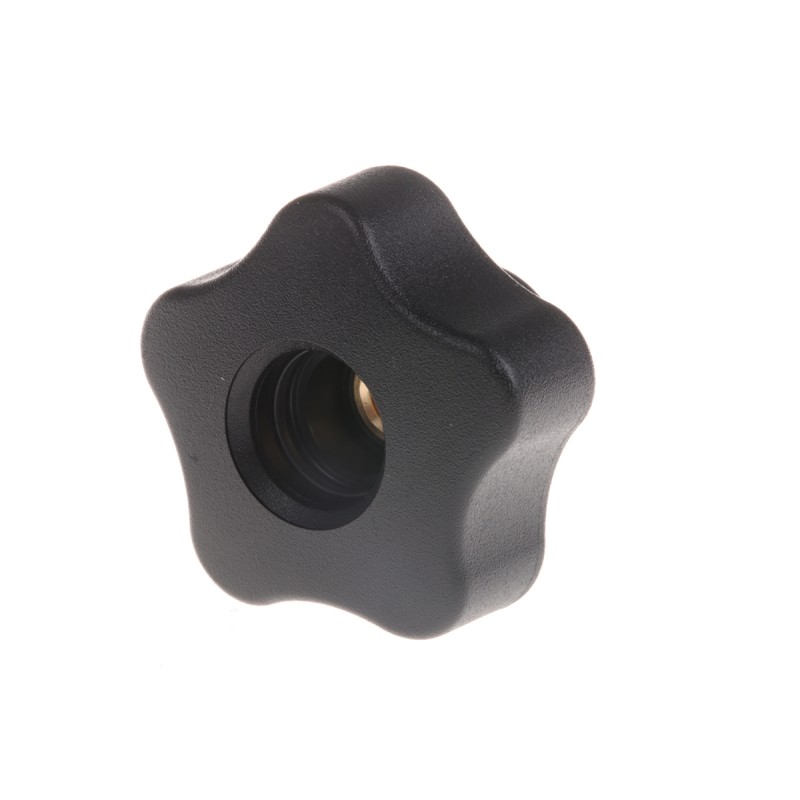 1 Pack of 5 - Elesa 69848 Black Multiple Lobes Clamping Knob, M6, Threaded Through Hole