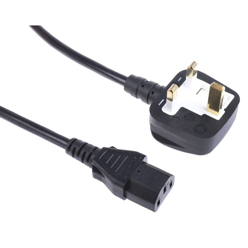 1 pcs - RS PRO IEC C13 Socket to Type G UK Plug Power Cord, 10m