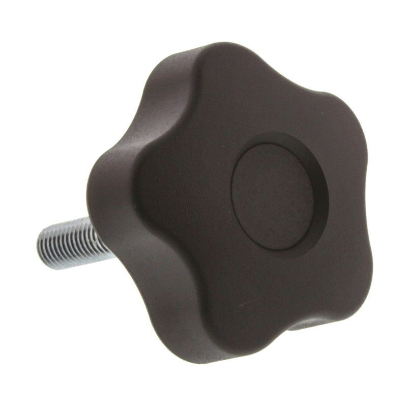1 Pack of 5 - Elesa 69963 Black Multiple Lobes Clamping Knob, M8, Threaded Stud
