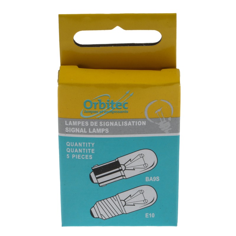 1 Pack of 10 - Orbitec BA9s Indicator Light, Clear, 24 V, 85 mA, 1000h