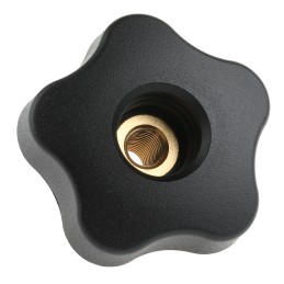 1 Pack of 5 - Elesa 69956 Black Multiple Lobes Clamping Knob, M8, Threaded Through Hole