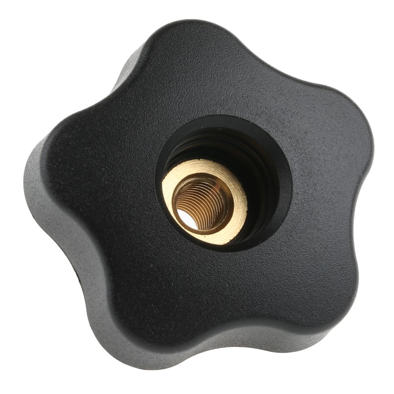 1 Pack of 5 - Elesa 69956 Black Multiple Lobes Clamping Knob, M8, Threaded Through Hole