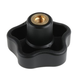 1 Pack of 5 - Elesa 69956 Black Multiple Lobes Clamping Knob, M8, Threaded Through Hole