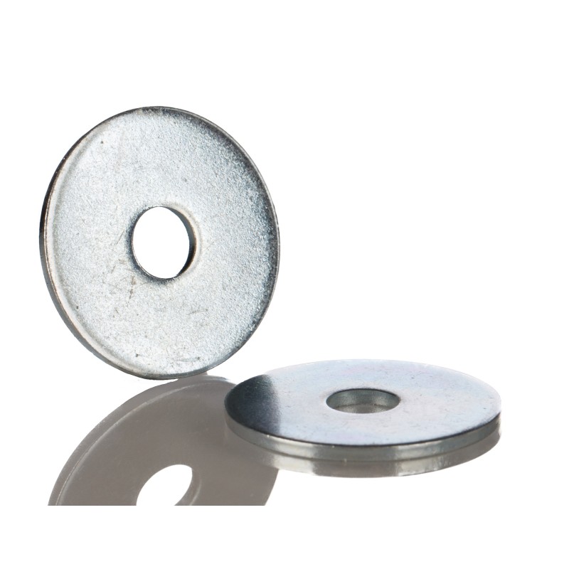 1 Bag of 100 - Bright Zinc Plated Steel Mudguard Washers, M6