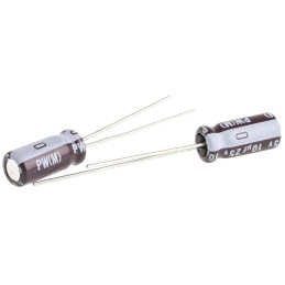 10 pcs - Nichicon 10μF Aluminium Electrolytic Capacitor 25V dc, Radial, Through Hole - UPW1E100MDD