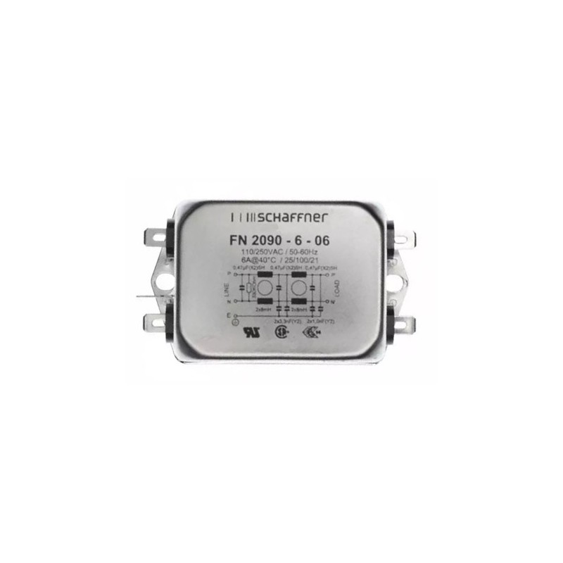 20 pcs - Schaffner, FN2090 6A 250 V ac/dc 0 - 400Hz, Flange Mount EMI Filter, Fast-On, Single Phase