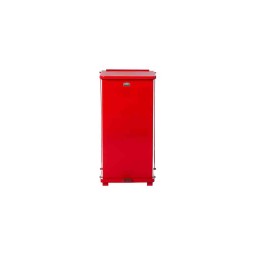 1 pcs - Rubbermaid Commercial Products Defenders® 49L Red Pedal Galvanised Steel Waste Bin