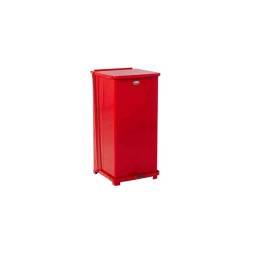 1 pcs - Rubbermaid Commercial Products Defenders® 49L Red Pedal Galvanised Steel Waste Bin