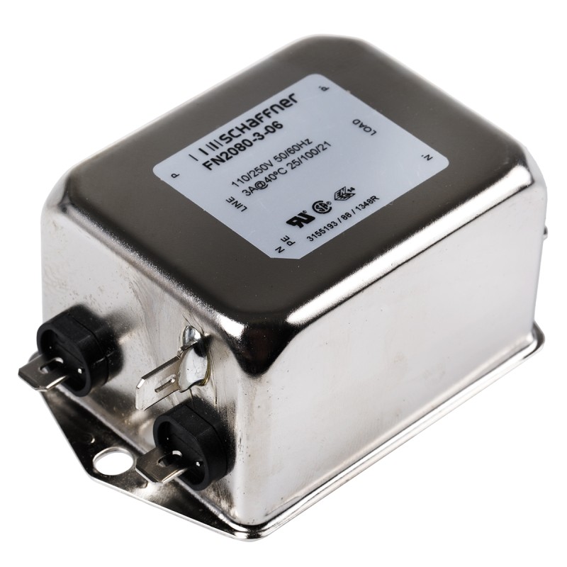 20 pcs - Schaffner, FN2080 3A 250 V ac/dc 400Hz, Chassis Mount EMI Filter, Fast-On