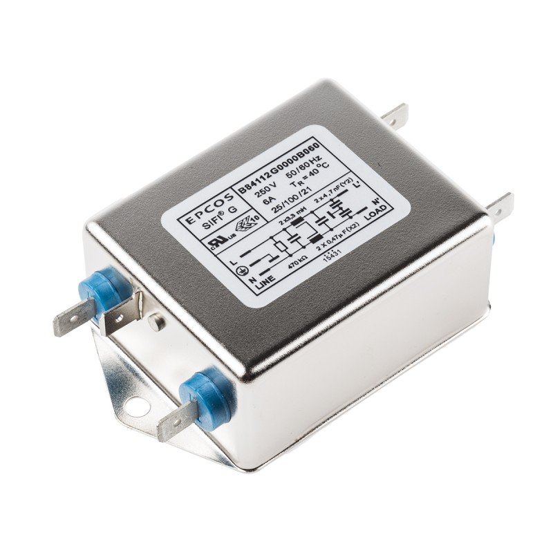 24 pcs - EPCOS, B84112G 6A 250 V ac 50 - 60Hz, Chassis Mount EMC Filter, Screw, Single Phase