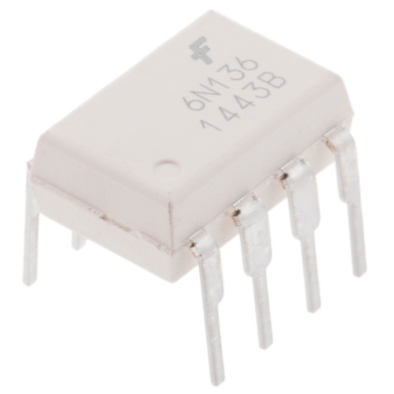 10 pcs - onsemi, 6N136M DC Input Transistor Output Optocoupler, Through Hole, 8-Pin MDIP