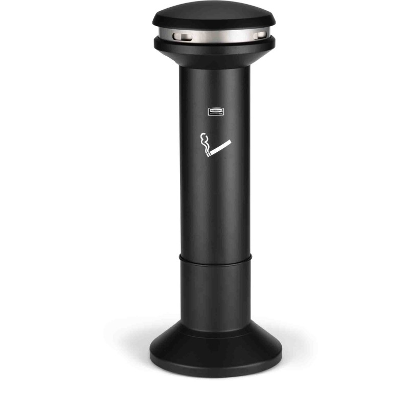 1 pcs - Rubbermaid Commercial Products Black Stainless Steel Base Mount Cigarette Bins, 485mm x 1.02m x 480mm