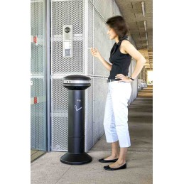 1 pcs - Rubbermaid Commercial Products Black Stainless Steel Base Mount Cigarette Bins, 485mm x 1.02m x 480mm