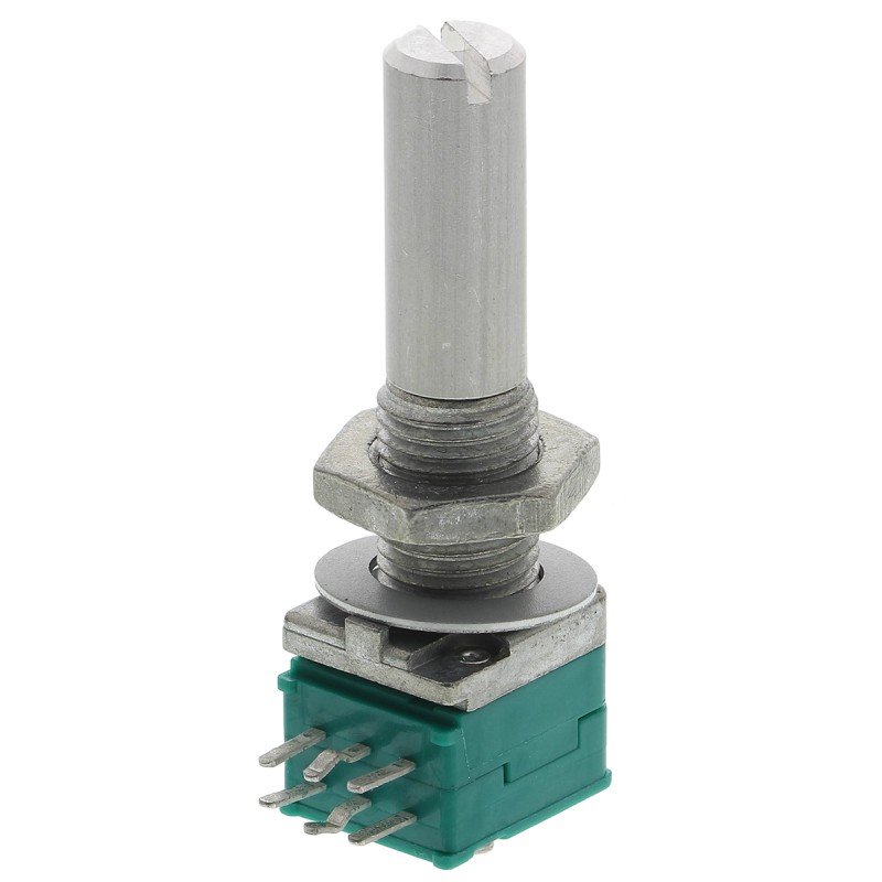 1 pcs - Alps Alpine 10kΩ Rotary Carbon Film Potentiometer, Panel Mount (Through Hole), RK09712200JB