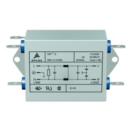 32 pcs - EPCOS, B84114D 3A 250 V ac 50 - 60Hz, Flange Mount EMC Filter, Tab, Single Phase