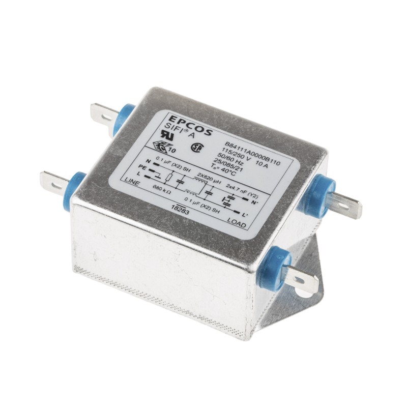 32 pcs - EPCOS, B84111A 10A 250 V ac/dc 60Hz, Flange Mount EMC Filter, Tab, Single Phase