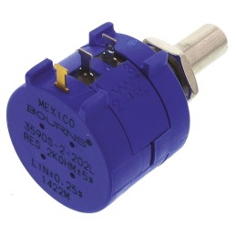1 pcs - Bourns 2kΩ Rotary Potentiometer 10-Turns 1-Gang Panel Mount, 3590S-2-202L
