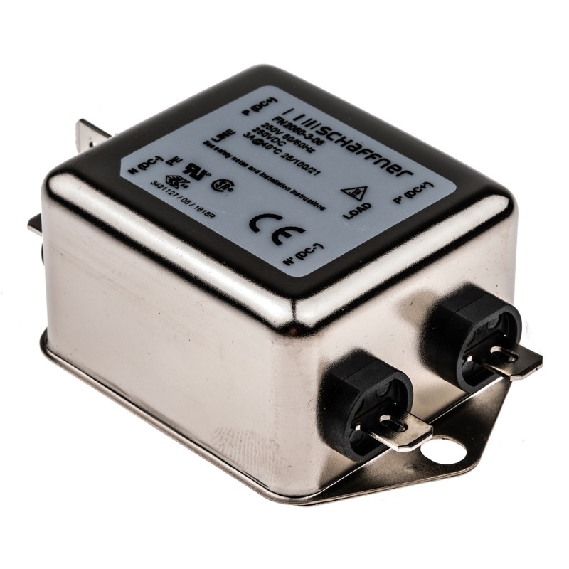 50 pcs - Schaffner, FN2060 3A 250 V ac/dc 400Hz, Chassis Mount EMI Filter, Fast-On, Single Phase