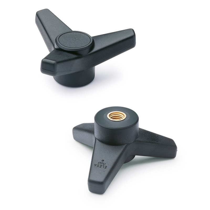 1 pcs - Elesa 65635 Black Glass Fibre Reinforced Polyamide Knob, M8, Threaded Hole