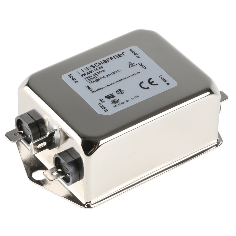 50 pcs - Schaffner, FN2060 10A 250 V ac/dc 400Hz, Chassis Mount EMI Filter, Fast-On, Single Phase
