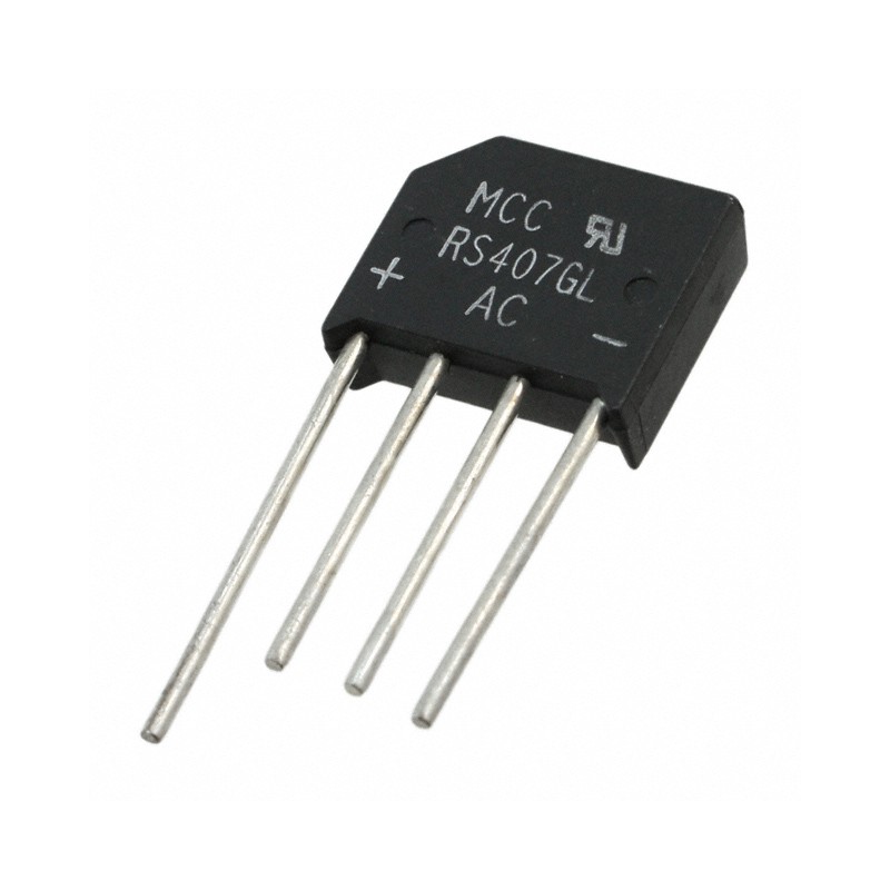10 pcs : RS407GL-BP - BRIDGE RECT 1PHASE 1KV 4A RS-4L