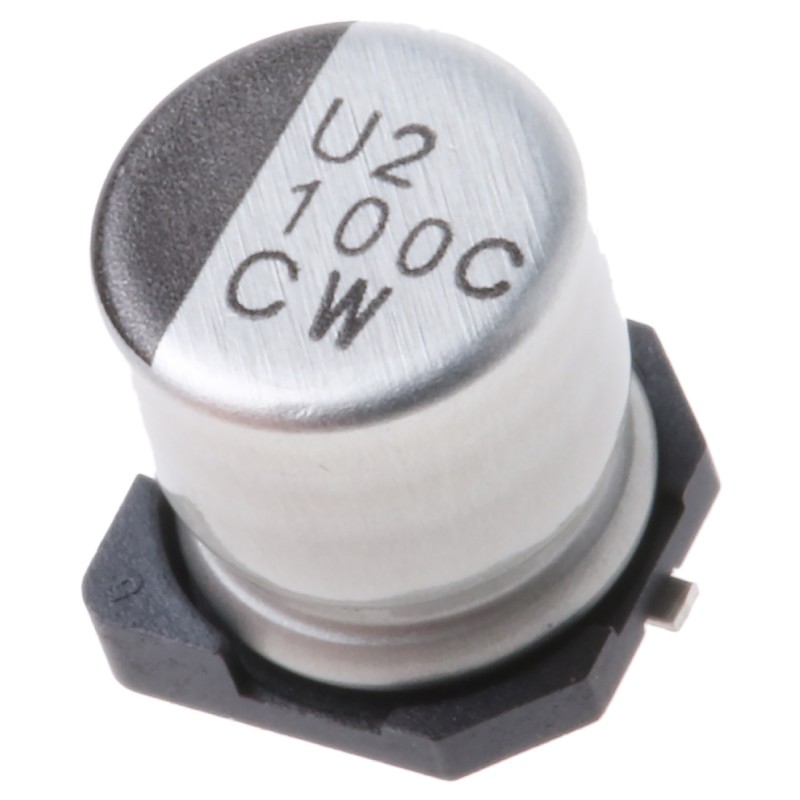 10 pcs - Nichicon 100μF Aluminium Electrolytic Capacitor 16V dc, Surface Mount - UCW1C101MCL1GS