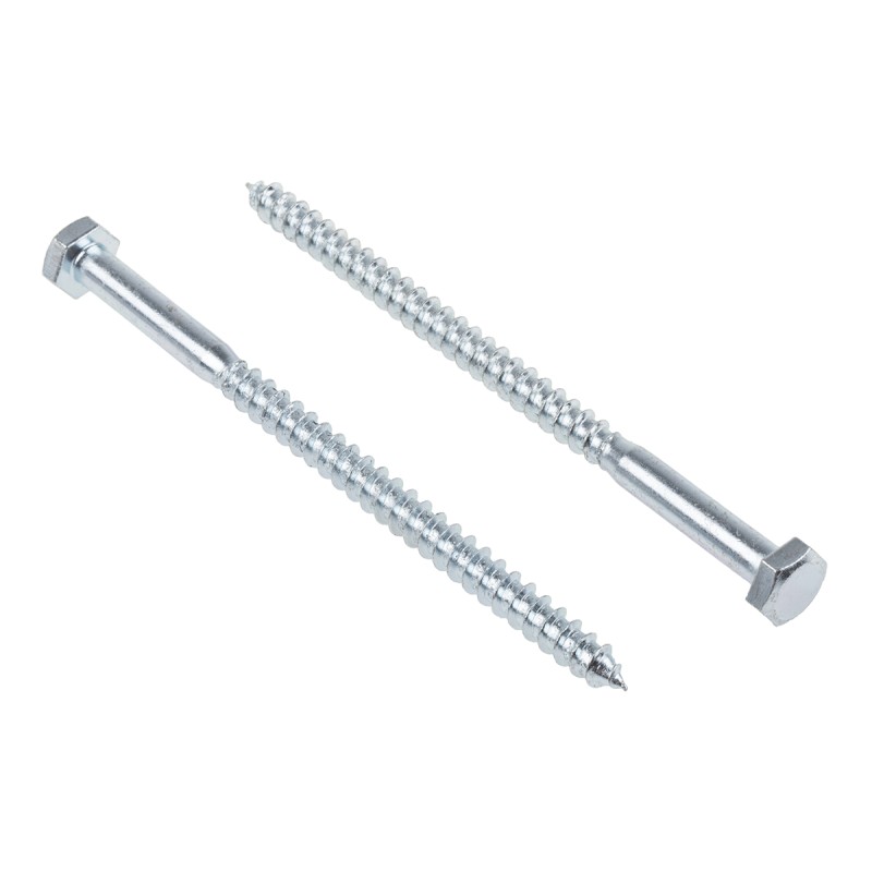 1 Bag of 25 - RS PRO Hex Coach Screw, Steel Bright Zinc Plated, 6mm x 100mm