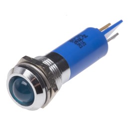 1 pcs - RS PRO Blue Panel Mount Indicator, 12mm Mounting Hole Size, Solder Tab Termination, IP67